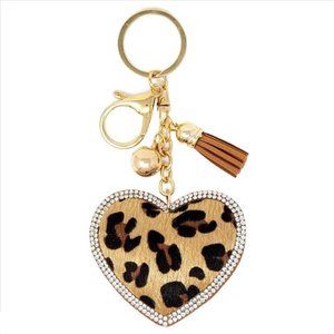 Leopard Print Puffy Purse Charm Key Chain